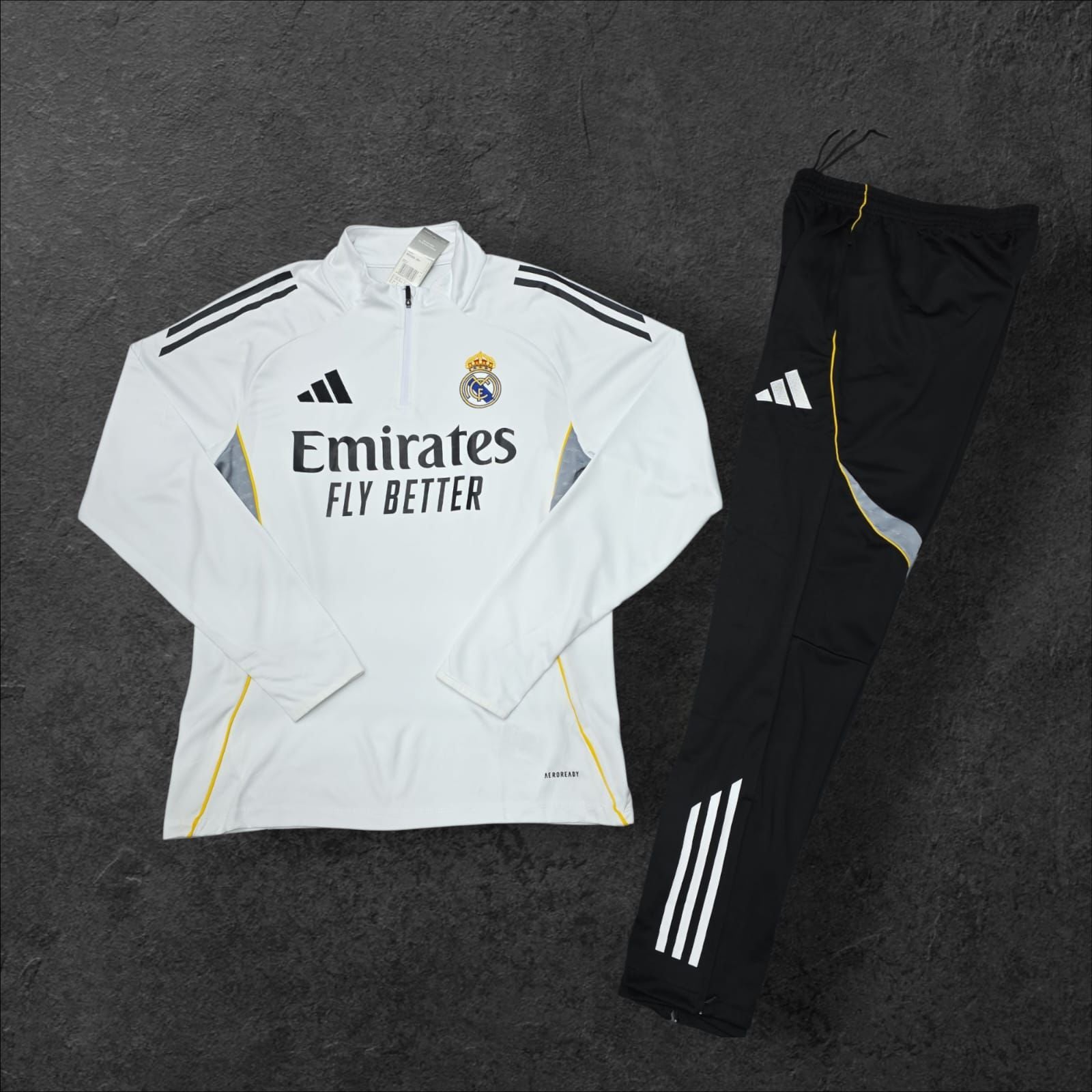 2024/2025 Real Madrid Half-Pull Tracksuit White/Grey