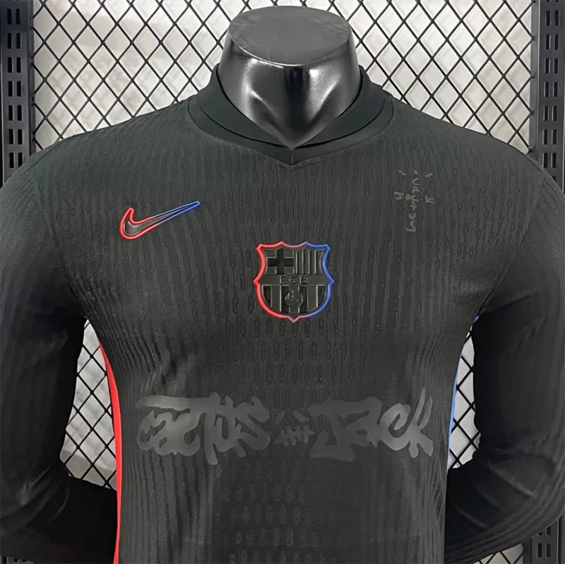 2025-2026 Barcelona Away Player Version Long Sleeve Soccer Jersey