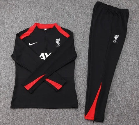 2024/2025 Liverpool Half-Pull Tracksuit Black/Red