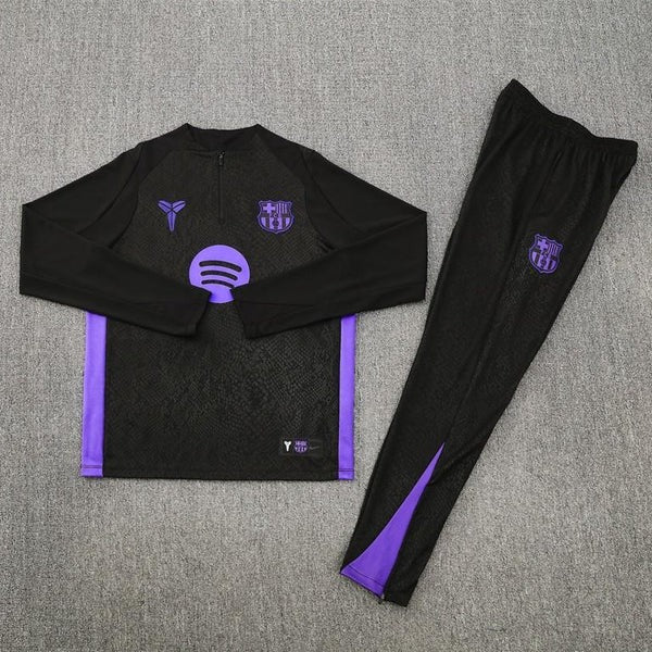 2025/2026 Barcelona Half-Pull Tracksuit Black/Purple