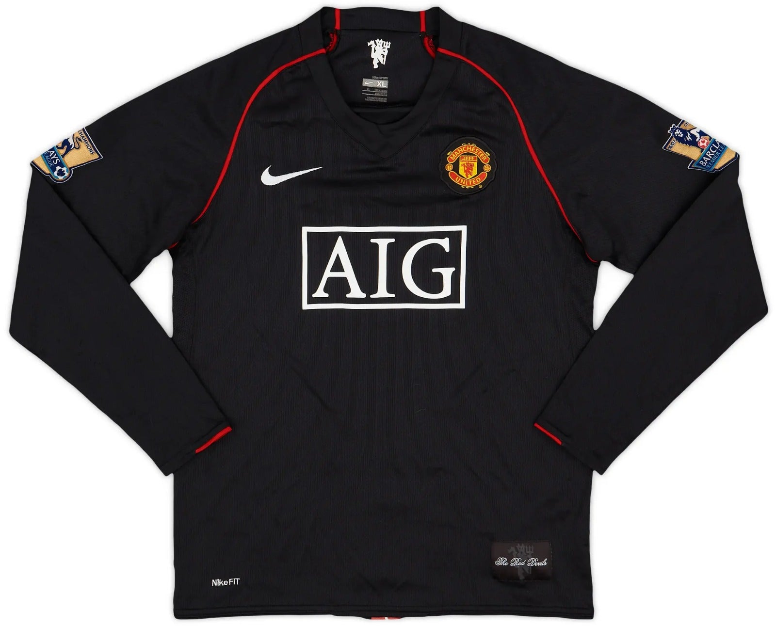 2007/2008 Retro Manchester United long Sleeve Soccer Jersey Third Away
