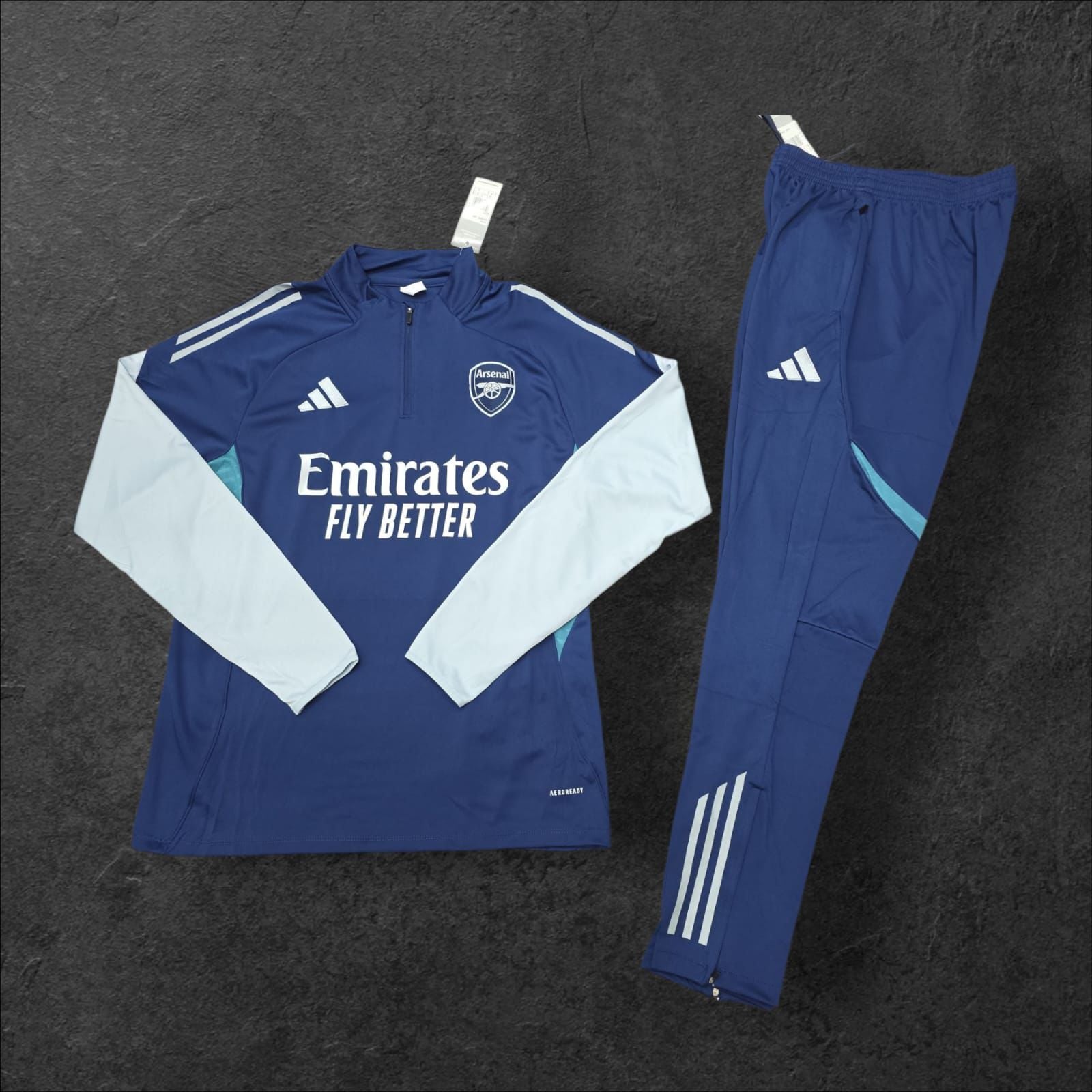 2024/2025 Arsenal Half-Pull Tracksuit Dark Blue/White