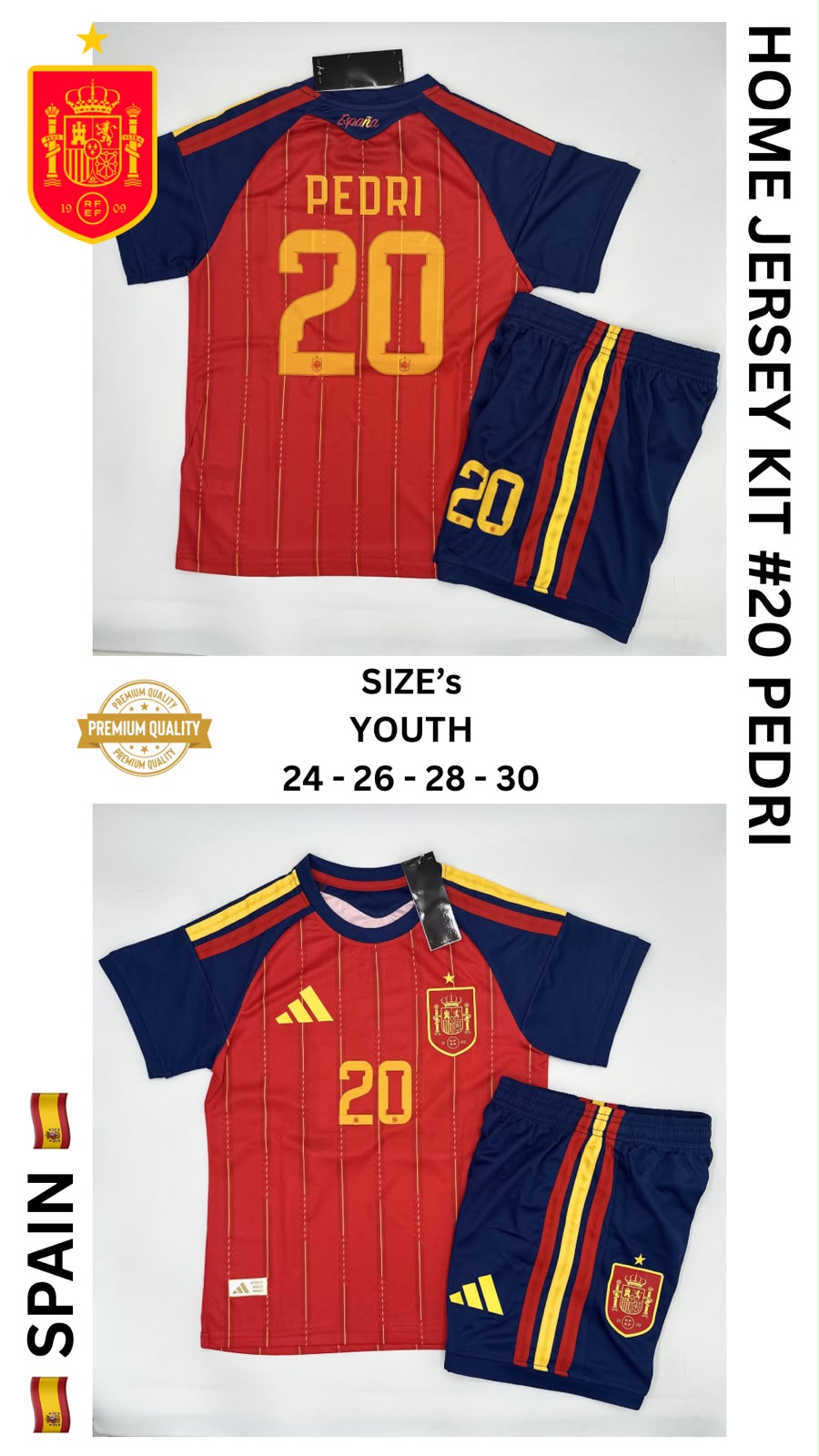 Spain Home Jersey Kit For Kids 2026/2027