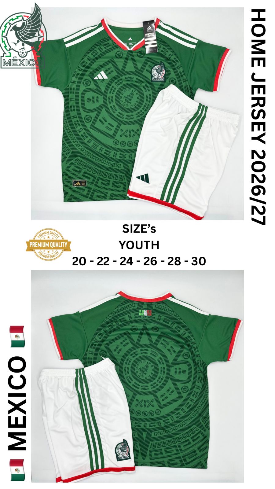 Mexico Home Jersey Kit For Kids 2026/2027