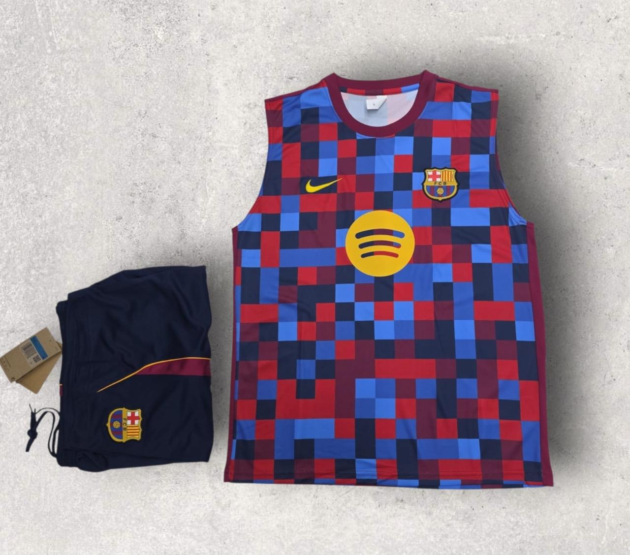 2025/2026 Barcelona Sleeveless Pre-Match Training Suit Red/Blue/Black