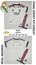 Real Madrid Home Jersey Kit For Kids 2026/2027