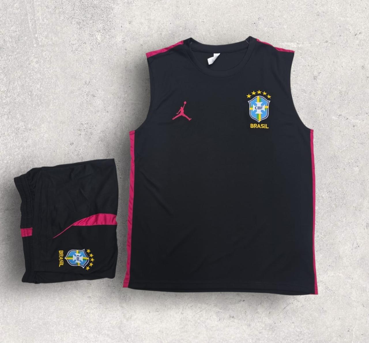 2025/2026 Brazil Sleeveless Pre-Match Training Suit Black/Red