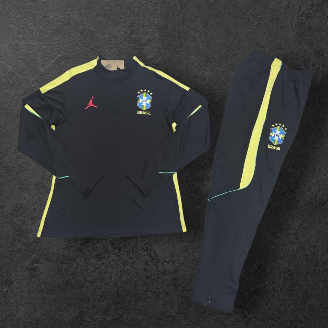 2026/2027 Brazil Black/Yellow Half-Pull Tracksuit