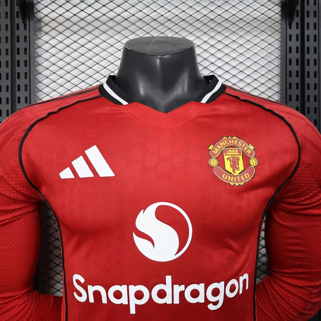 2025/2026 Long Sleeve Player Version Manchester United Home Football Shirt