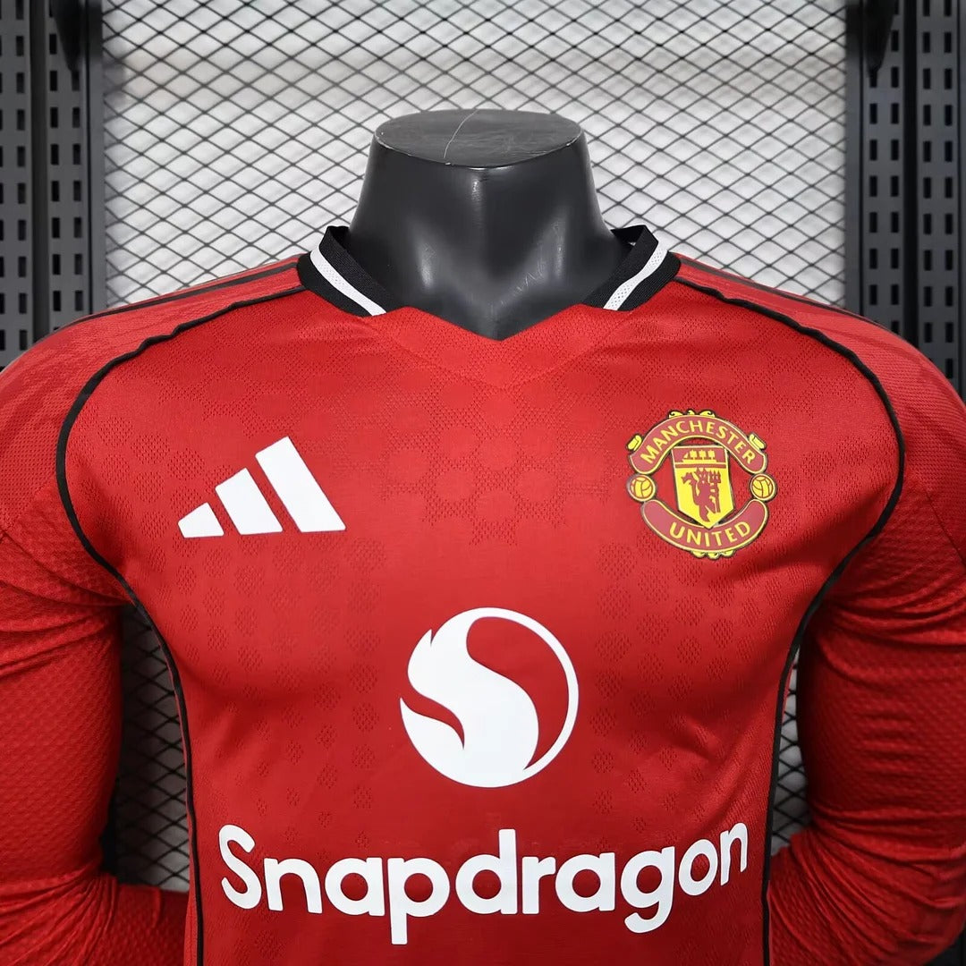 2025/2026 Long Sleeve Player Version Manchester United Home Football Shirt