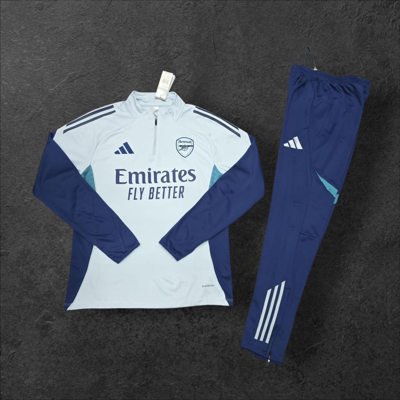 2024/2025 Arsenal Half-Pull Tracksuit White/Dark Blue/Blue