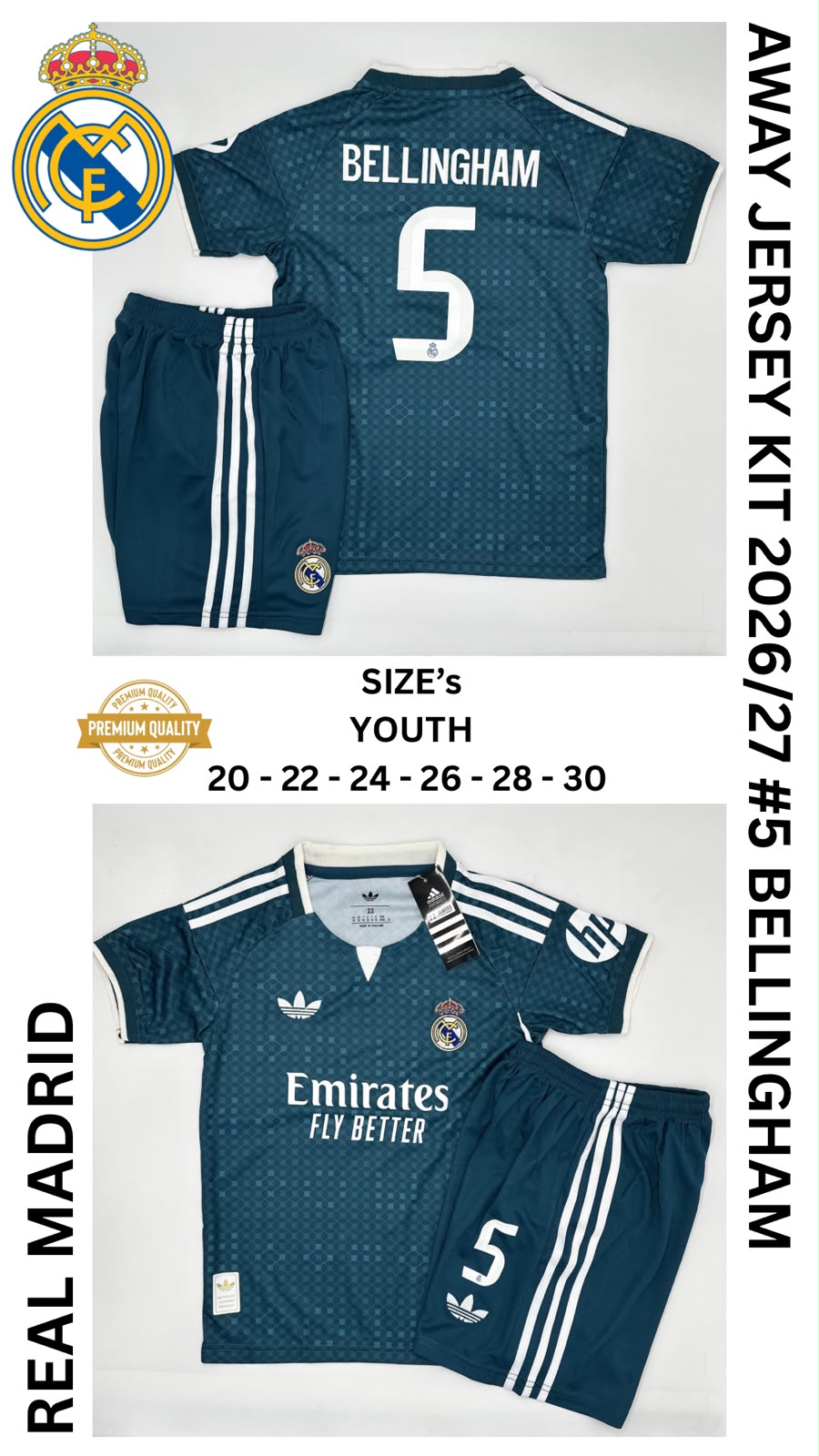 Real Madrid Away Jersey Kit For Kids 2026/2027