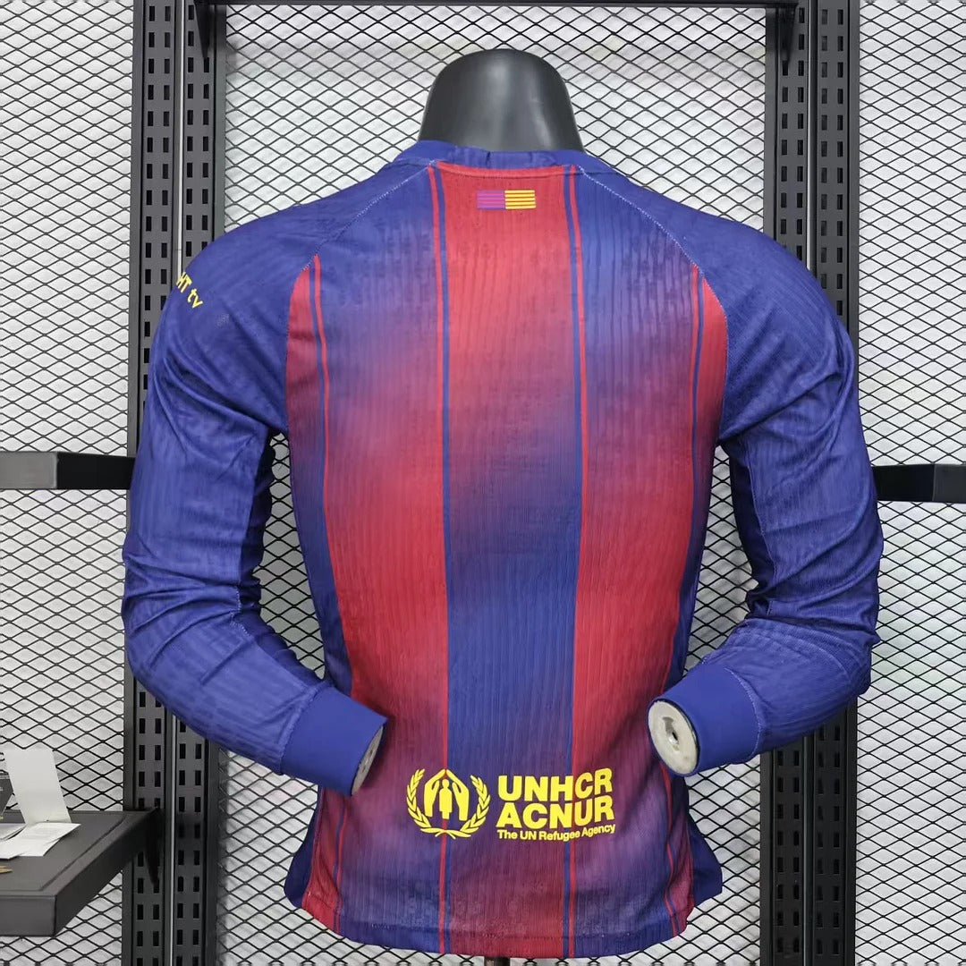 2025/2026 Long Sleeve Player Version Barcelona Home Football Shirt 1:1