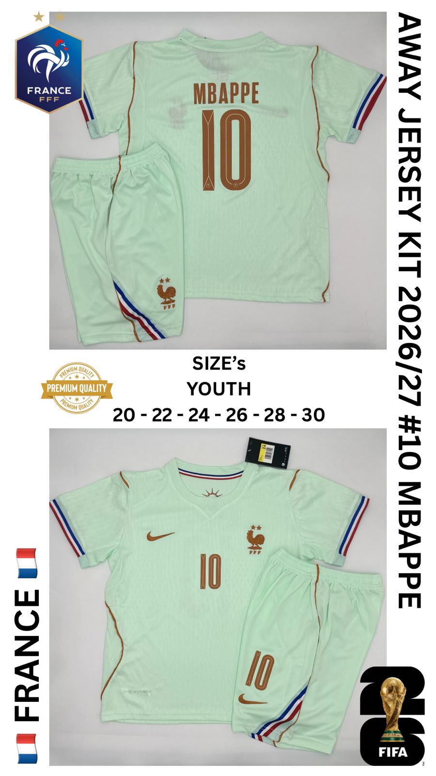 France Away Jersey Kit For Kids 2026/2027