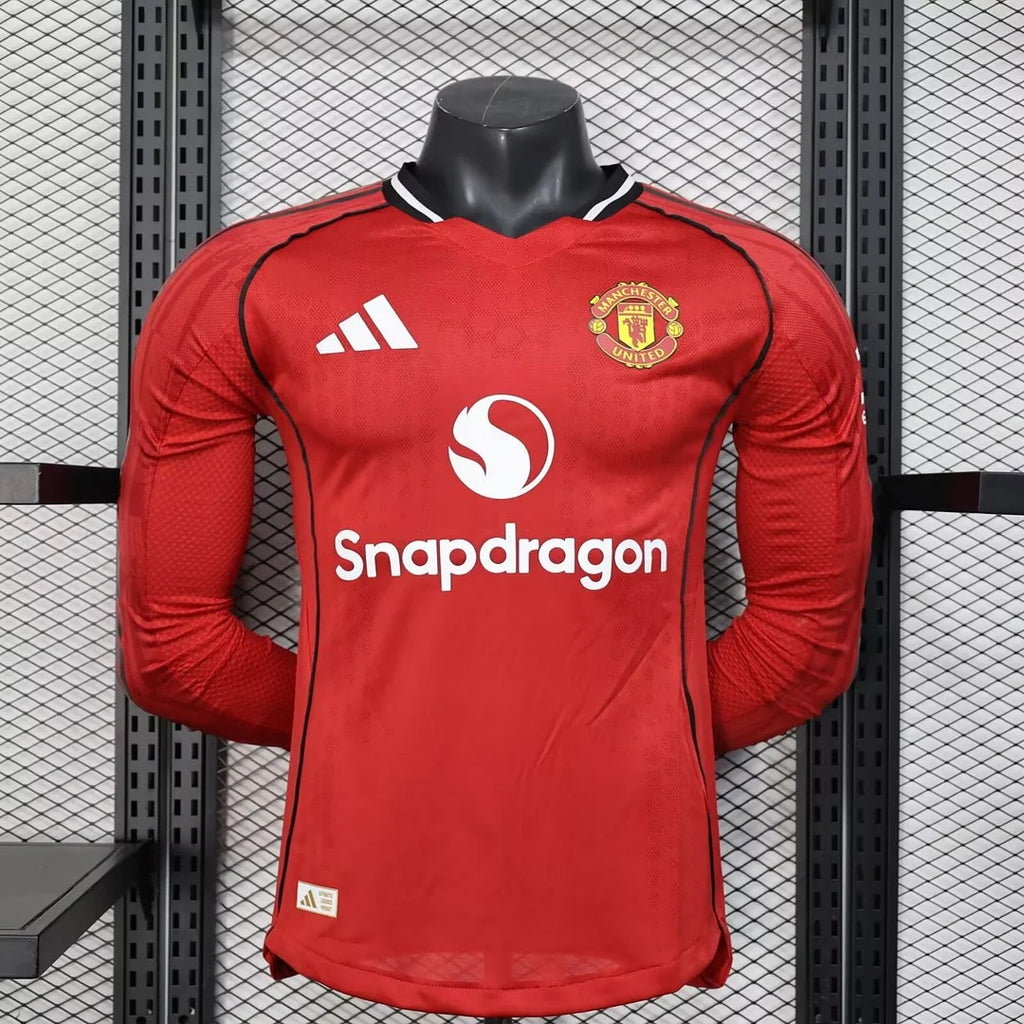 2025/2026 Long Sleeve Player Version Manchester United Home Football Shirt