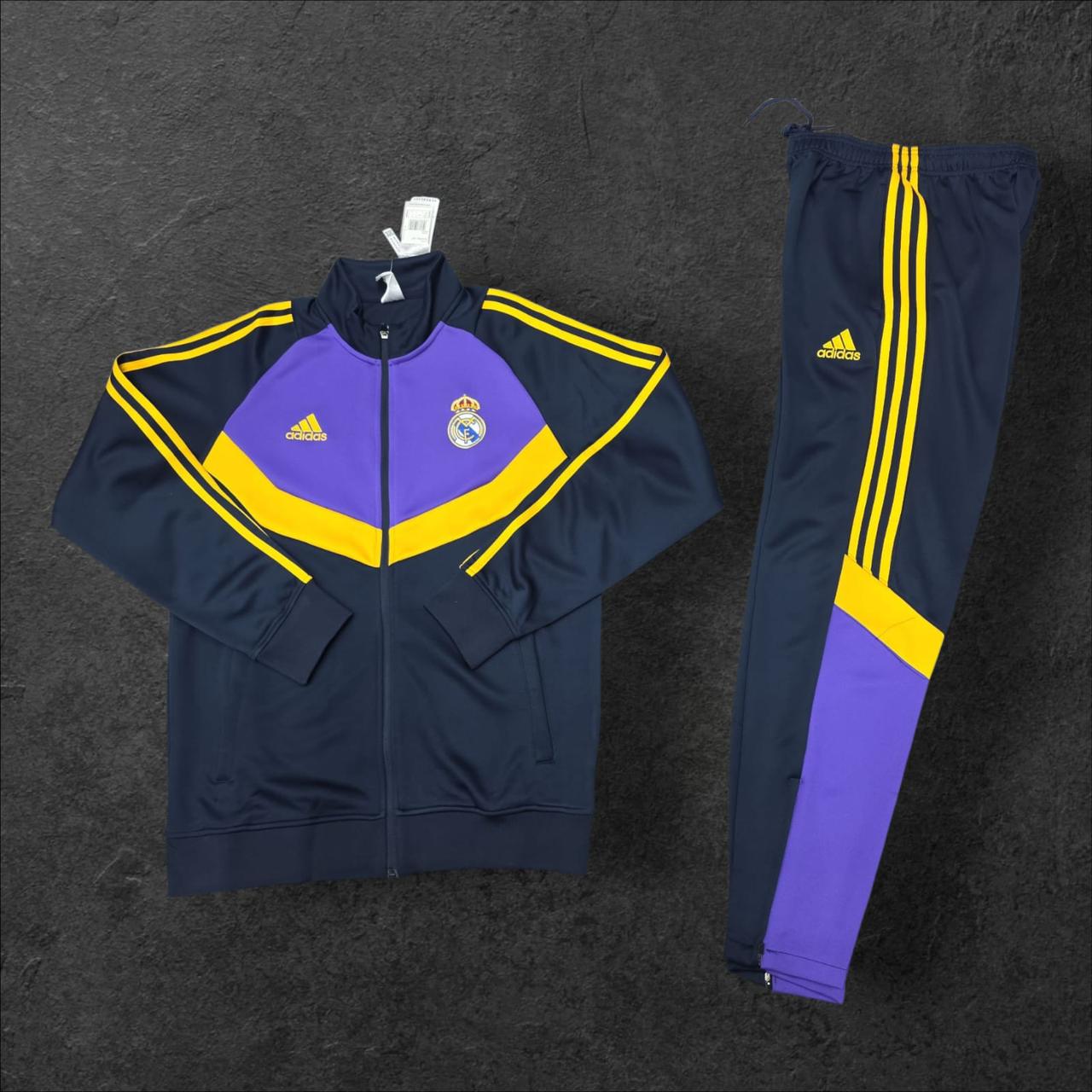2024/2025 Real Madrid Half-Pull Tracksuit Black/Yellow/Purple