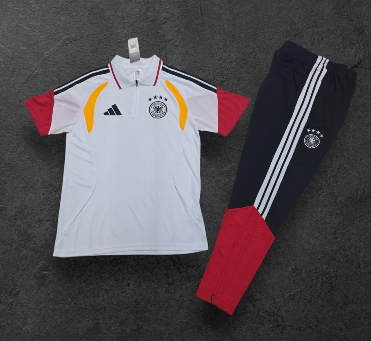 2026/2027 Germany Team White/Red Half-Pull Short Sleeve Tracksuit