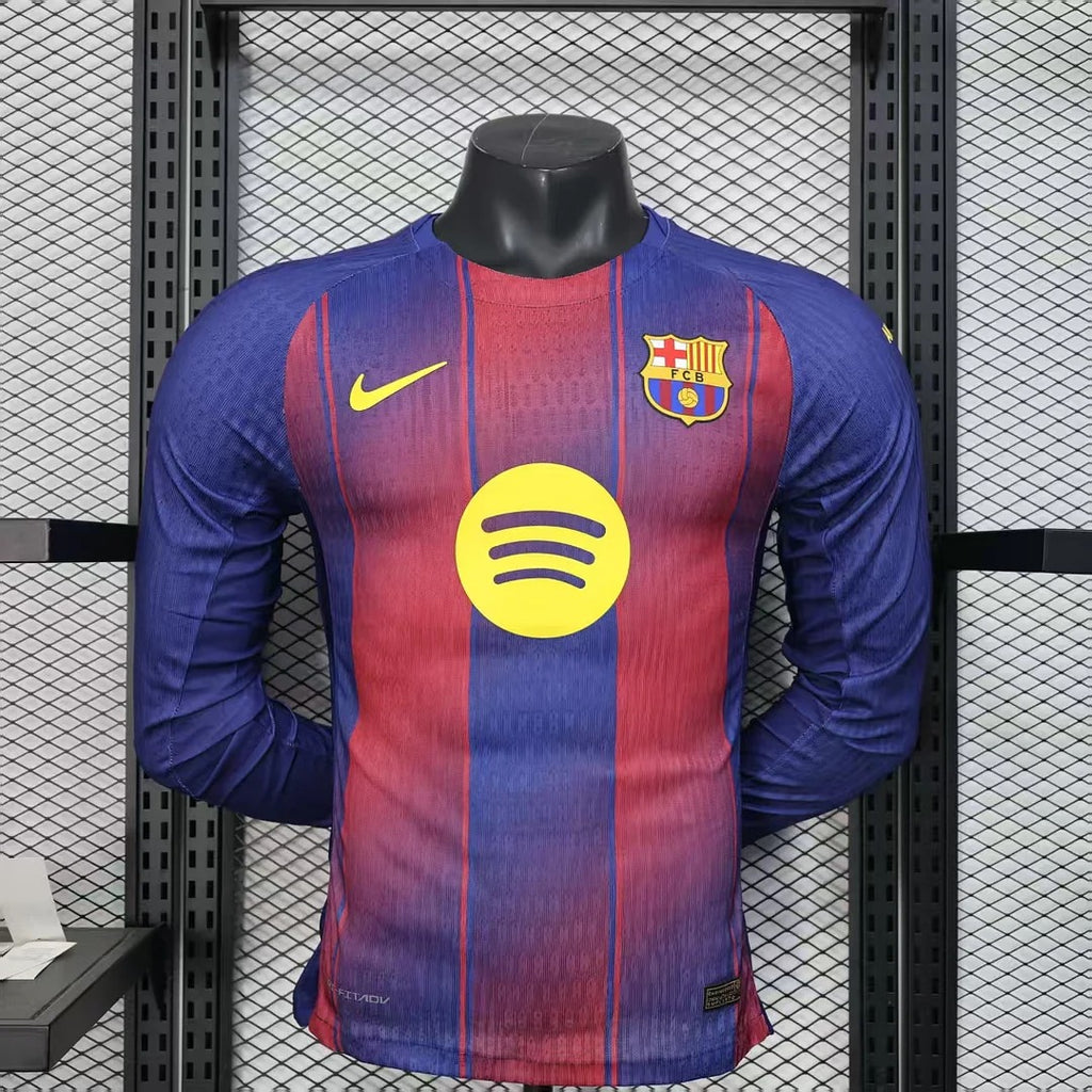 2025/2026 Long Sleeve Player Version Barcelona Home Football Shirt 1:1