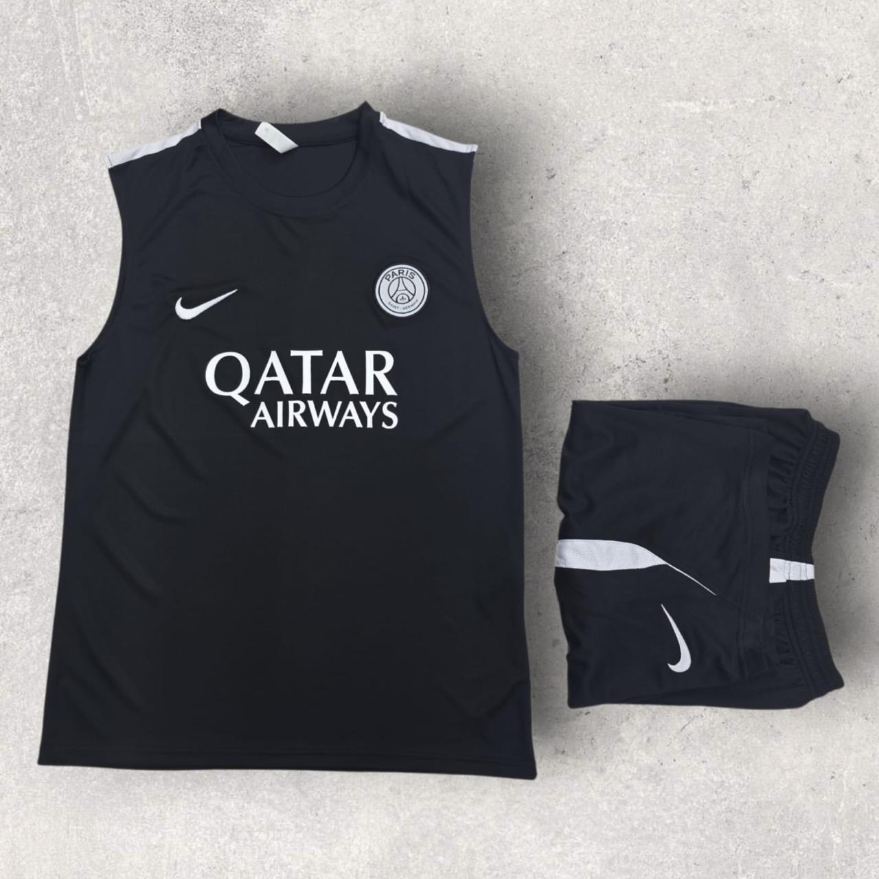 2025/2026 Paris Saint-Germain Sleeveless Pre-Match Training Suit Black/White