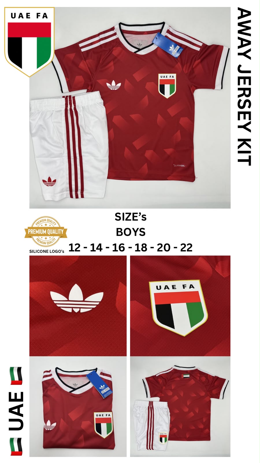 UAE Away Jersey Kit For Kids 2026/2027