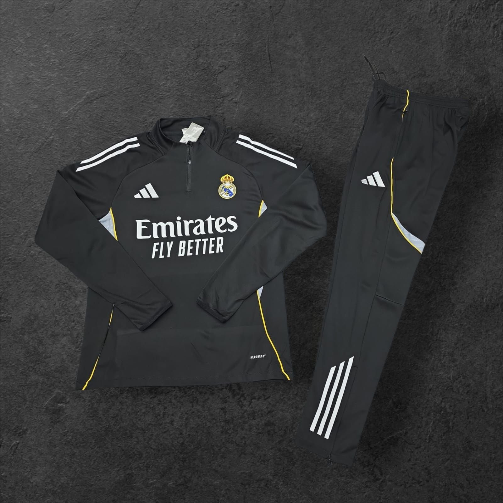 2024/2025 Real Madrid Half-Pull Tracksuit Black/White