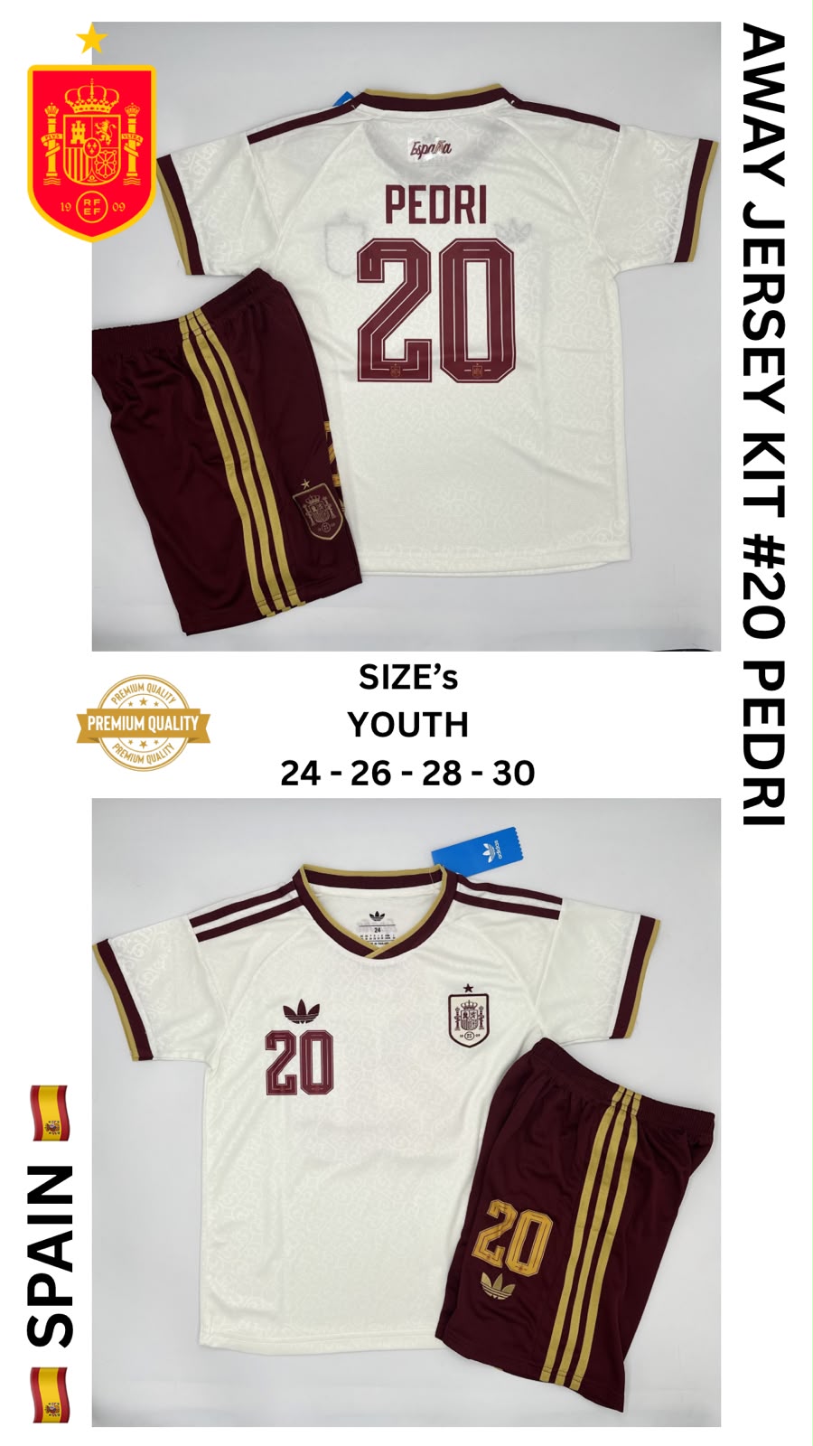 Spain Away Jersey Kit For Kids 2026/2027