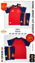 Spain Home Jersey Kit For Kids 2026/2027