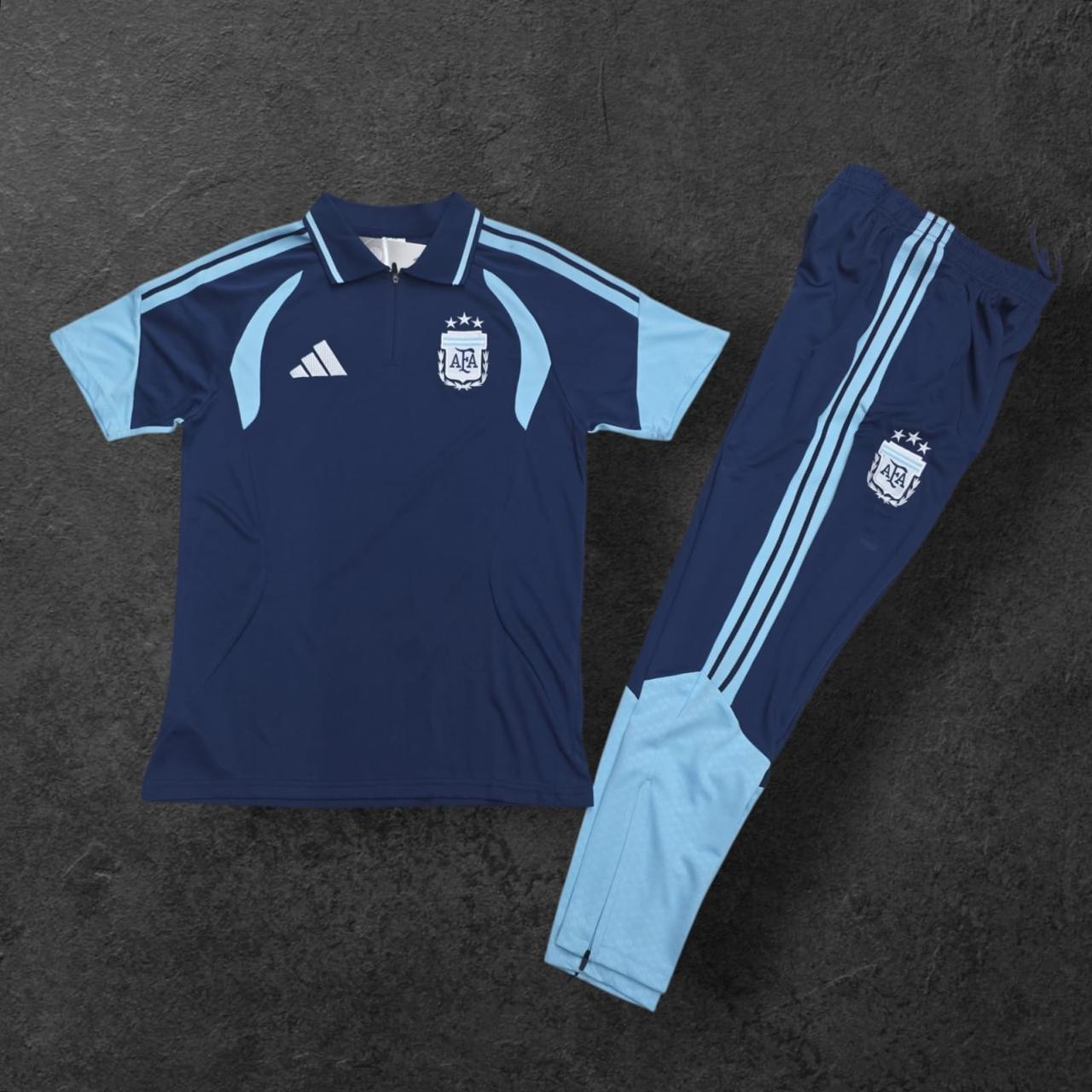 2026/2027 Argentina Blue/Aqua Half-Pull Short Sleeve Tracksuit