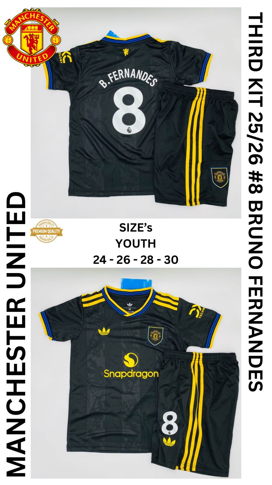 Manchester United Third Jersey Kit For Kids 2025/2026