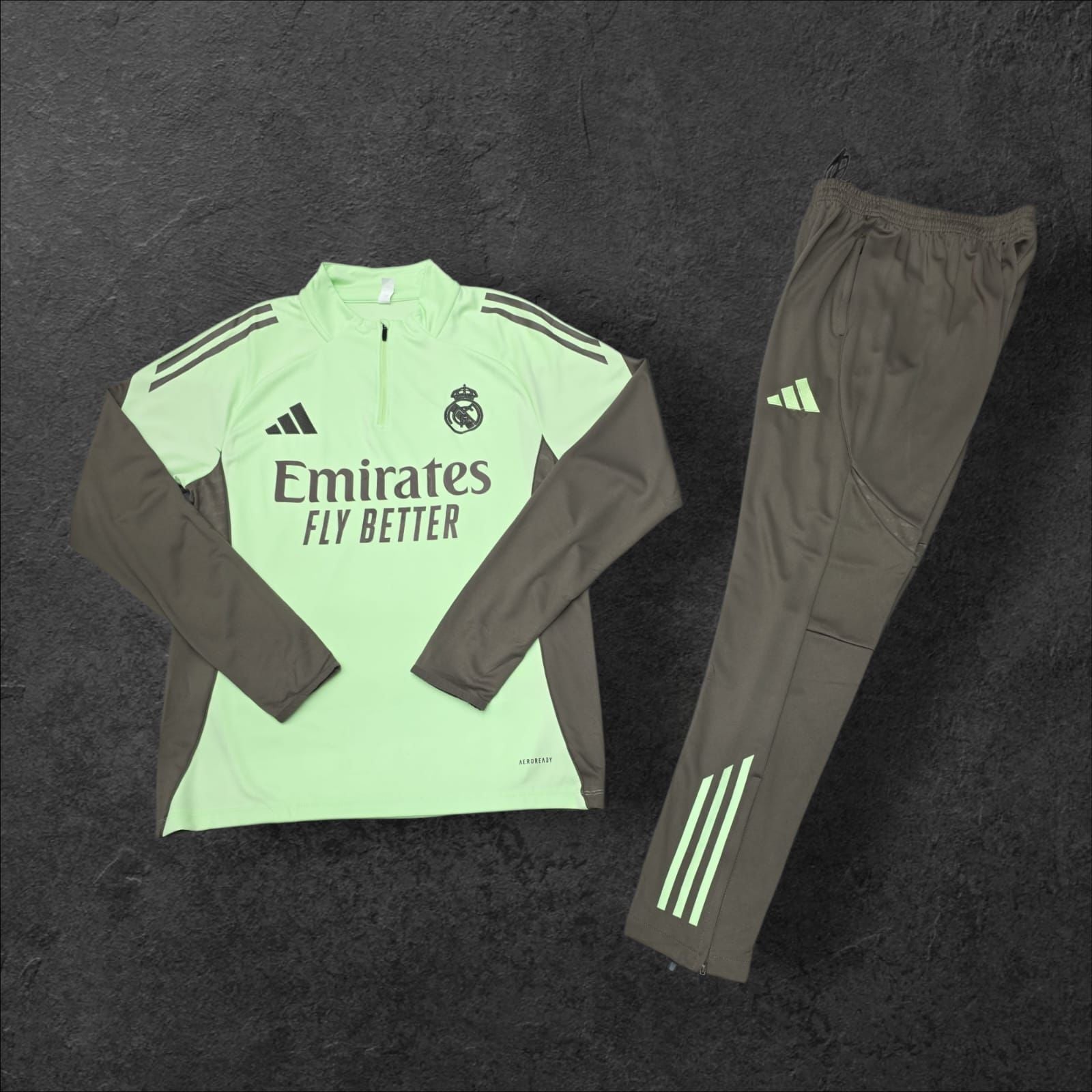 2024/2025 Real Madrid Half-Pull Tracksuit Light Green/Brown