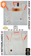Netherlands Away Jersey Kit For Kids 2026/2027