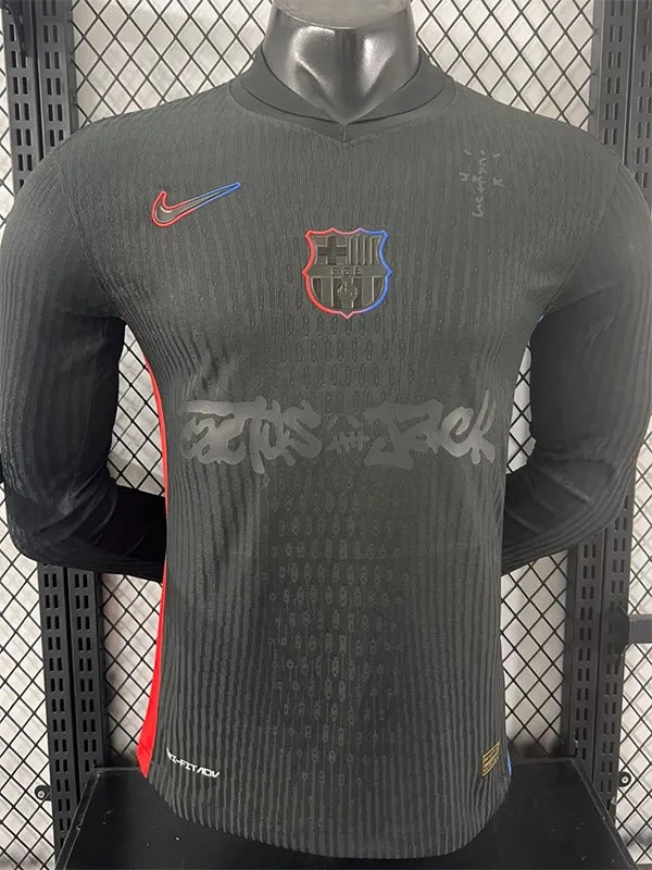 2025-2026 Barcelona Away Player Version Long Sleeve Soccer Jersey