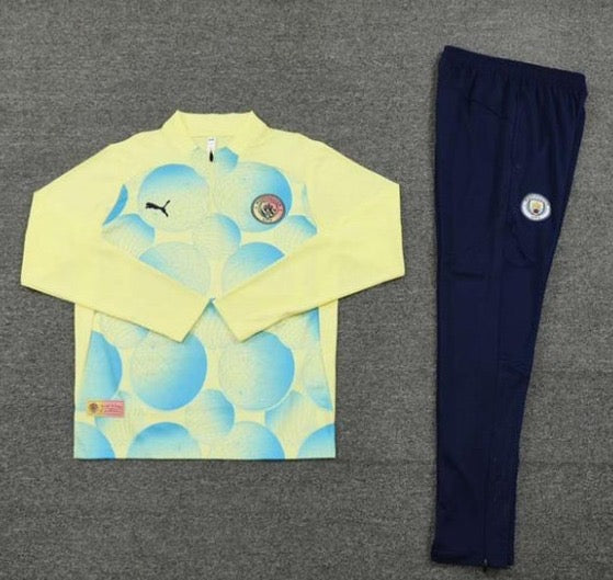 2025/2026 Manchester City Half-Pull Tracksuit Yellow/Blue
