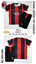 Ac Milan Home Jersey Kit For Kids 2026/2027