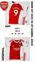 Arsenal Home Jersey Kit For Kids 2025/2026