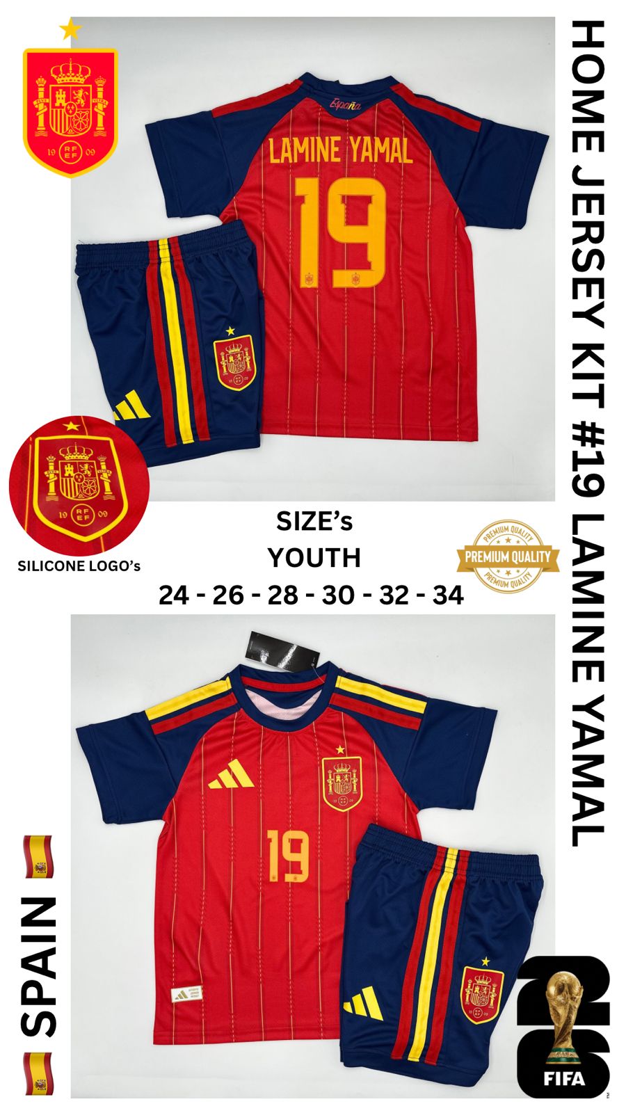 Spain Home Jersey Kit For Kids 2026/2027