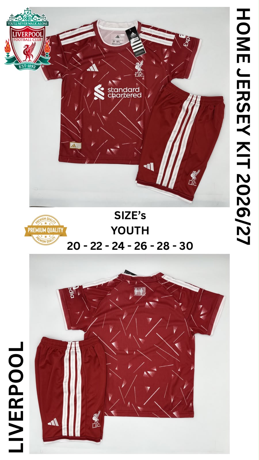 Liverpool Home Jersey Kit For Kids 2026/2027