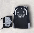 2025/2026 Real Madrid Sleeveless Pre-Match Training Suit Black/White